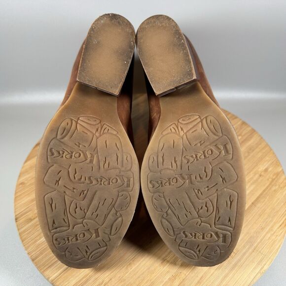 Korks‎ Shamira Leather Ankle Boot Womens 10M Brown Chunky Heel Cutout Back Zip - Picture 6 of 8